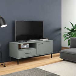 Vidaxl - Meuble tv avec pieds en métal Gris Bois de pin massif oslo