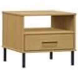 vidaXL Table de chevet avec pieds en métal Marron Bois pin massif OSLO