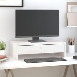 Vidaxl - Support de moniteur Blanc 50x27x15 cm Bois de pin solide