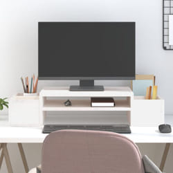 Vidaxl - Support de moniteur Blanc 70x27,5x15 cm Bois de pin solide