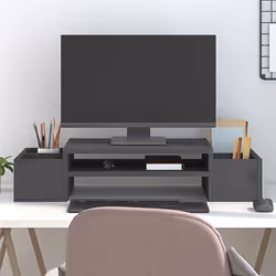 vidaXL Support de moniteur Gris 70x27,5x15 cm Bois de pin solide