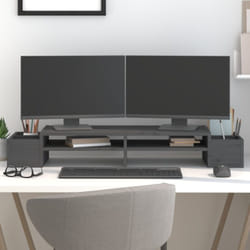Vidaxl - Support de moniteur Gris 100x27,5x15 cm Bois de pin solide