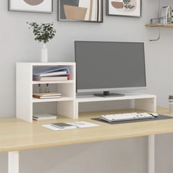 Vidaxl - Support de moniteur Blanc 81x20x30 cm Bois de pin solide