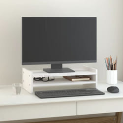 Support de moniteur Blanc 50x27x15 cm Bois de pin solide Vidaxl