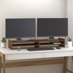 vidaXL Support de moniteur Marron miel 100x27x15 cm Bois de pin solide