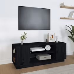 vidaXL Meuble TV Noir 110x35x40,5 cm Bois de pin massif