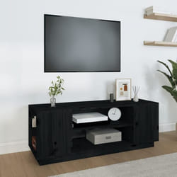 vidaXL Meuble TV Noir 110x35x40,5 cm Bois de pin massif