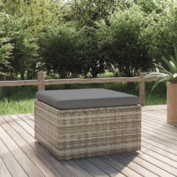 Vidaxl - Repose-pied de jardin et coussin Gris 55x55x30cm Résine tressée