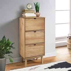 vidaXL Armoire à chaussures OTTA avec 3 tiroirs Marron Bois massif pin 351309