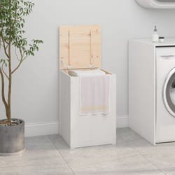 Vidaxl - Boîte à linge Blanc 44x44x66 cm Bois massif de pin