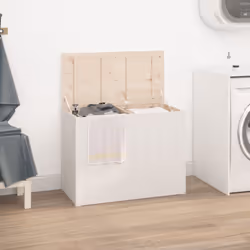 Cette boîte à linge dégage un charme naturel et est un excellent supplément décoratif à votre salle de bains. Bois de pin mas ...