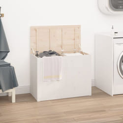 Vidaxl - Boîte à linge Blanc 88,5x44x66 cm Bois massif de pin