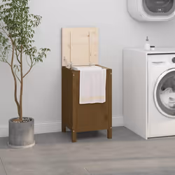 Cette boîte à linge dégage un charme naturel et est un excellent supplément décoratif à votre salle de bains. Bois de pin mas ...