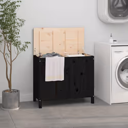 Cette boîte à linge dégage un charme naturel et est un excellent supplément décoratif à votre salle de bains. Bois de pin mas ...