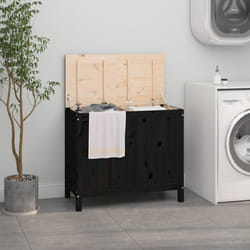 Vidaxl - Boîte à linge Noir 88,5x44x76 cm Bois massif de pin