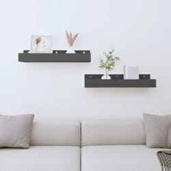 Vidaxl - tagères murales 2 pcs Gris 50x12x9 cm Bois de pin massif