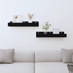 Tagères murales 2 pcs Noir 50x12x9 cm Bois de pin massif Vidaxl