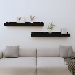 Vidaxl - tagères murales 2 pcs Noir 80x12x9 cm Bois de pin massif