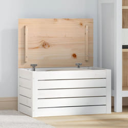 vidaXL Boîte de rangement Blanc 59,5x36,5x33 cm Bois massif de pin