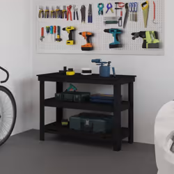Ce banc de travail en bois est un supplément pratique à votre espace de vie. Bois massif de pin : le bois de pin massif est u ...