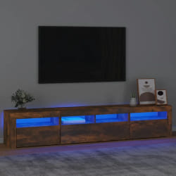 vidaXL Meuble TV LED Chêne Fumé