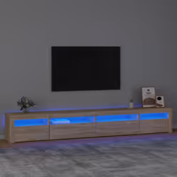 Avec un design à la fois tendance et pratique, ce meuble TV avec éclairage LED deviendra certainement un point central de vot ...