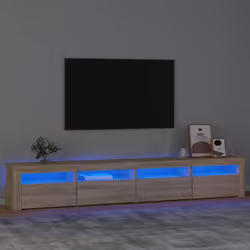 vidaXL Meuble TV avec lumières LED Chêne sonoma 240x35x40 cm
