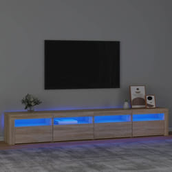 vidaXL Meuble TV avec lumières LED Chêne sonoma 240x35x40 cm