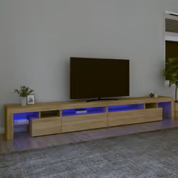 Avec un design à la fois tendance et pratique, ce meuble TV avec éclairage LED deviendra certainement un point central de vot ...
