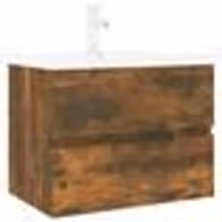 vidaXL Meuble lavabo avec bassin intégré Chêne fumé Bois d'ingénierie