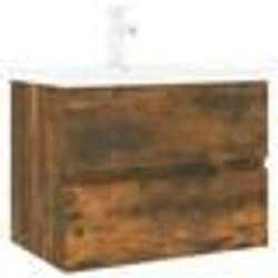 vidaXL Meuble lavabo avec bassin intégré Chêne fumé Bois d'ingénierie