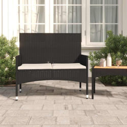 Vidaxl - Banc de Jardin à 2 Places avec Coussins Noir Résine Tressée