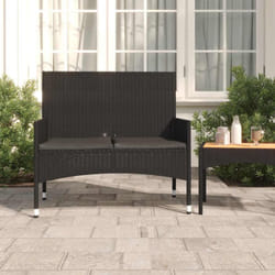 Vidaxl - Banc de Jardin à 2 Places avec Coussins Noir Résine Tressée