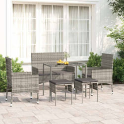 Vidaxl - Salon de jardin 6 pcs avec coussins Gris Résine tressée