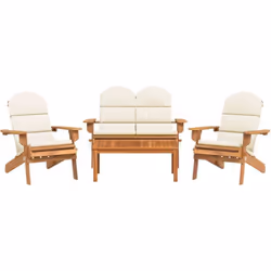 Profitez de votre temps libre avec ce salon de jardin en bois de style Adirondack. Bois d'acacia massif : cet ensemble de sal ...