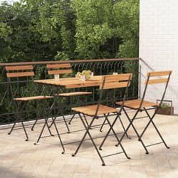 Ensemble de bistro pliable 5 pcs Bois d'acacia solide et acier Vidaxl