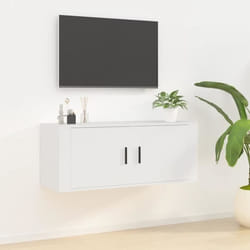 816632  vidaXL Meuble TV mural Blanc 100x345x40 cm