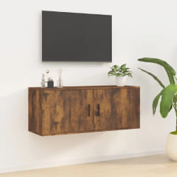 vidaXL Meuble TV mural - Chêne Fumé