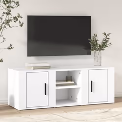 819428  vidaXL Meuble TV Blanc 100x315x35 cm Bois dingénierie
