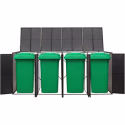 Cet abri pour poubelle à roulettes quadruple est idéal pour dissimuler votre poubelle dans le jardin. Matériau durable : la r ...