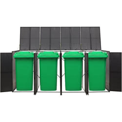 Vidaxl - Abri pour poubelle quadruple Noir 274x80x117 cm Résine tressée