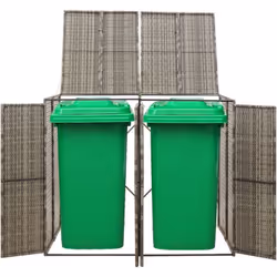 Cet abri pour poubelle à roulettes double est idéal pour dissimuler votre poubelle dans le jardin. Matériau durable : la rési ...