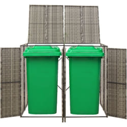Vidaxl - Abri pour poubelle double Gris 140x80x117 cm Résine tressée