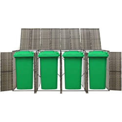 Vidaxl - Abri pour poubelle quadruple Gris 274x80x117 cm Résine tressée