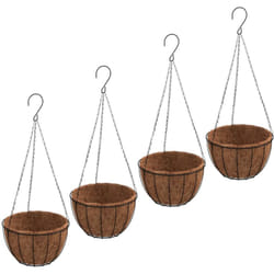 Vidaxl - Jardinières suspendues 4 pcs avec doublure coco Noir ø 35x52 cm