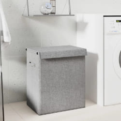 vidaXL Panier à linge pliable Gris 51x34,5x59 cm Tissu en faux lin