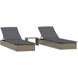 Vidaxl - Transats 2 pcs avec table gris résine tressée
