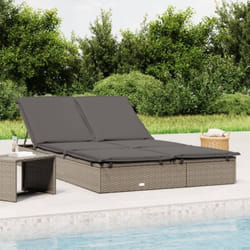 Vidaxl - Chaise longue à 2 places avec coussins gris résine tressée