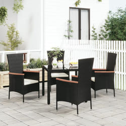 Vidaxl - Chaises de jardin 4 pcs avec coussins Résine tressée Noir