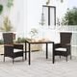 vidaXL Table de jardin plateau en bois Noir Résine tressée bois massif